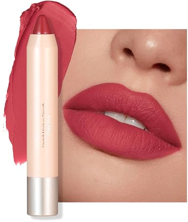 Erinde 2 in 1 Lippenstift und Rouge, Nudetöne Lippenstift 24 Stunden Halt, Matte Long Lasting Lipstick, Wasserfester Pflegender Lippen Stift Lipgloss, Feuchtigkeitsspendend Tinted Lip Balm #08