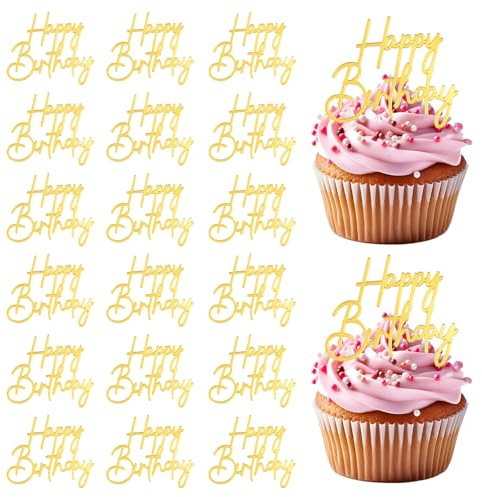 URROMA Cupcake-Anhänger aus Acryl, goldfarben, 20 Stück