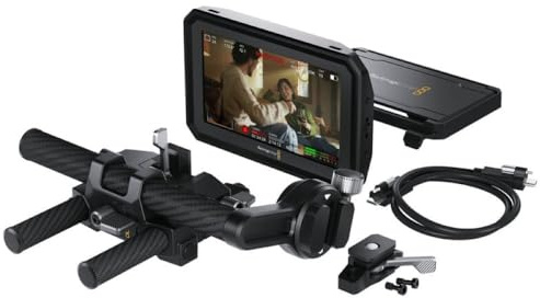 Blackmagic Design Pyxis Monitor EVF Kit, 5-Zoll-HDR-Touchscreen-Monitor, Schwarz, Stativmontage, Wandmontage, Deckenmontage, Kameramontage