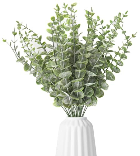 alwaiiz 30 Stück Künstliche Eukalyptusblätter Deko, Künstliche Eukalyptus Zweige, Kunststoff Pflanzen Eukalyptus für Blumenarrangements, Tischdekoration und Hochzeitsdekoration