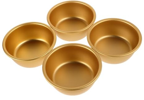 TOPPERFUN Lot de 4 Bols Coréens en Aluminium Or pour Sauce à Tremper et Vin de Riz, Multi-usage, Matériau Solide, Adaptés la Cuisine et Maison