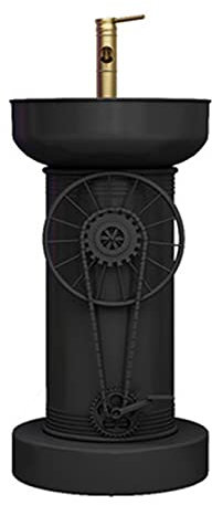 Mobile da bagno in stile industriale con lavabo, armadio autoportante con rubinetto e scarico, mobile moderno nero 42,9 x 85,9 cm, senza specchio, design salvaspazio