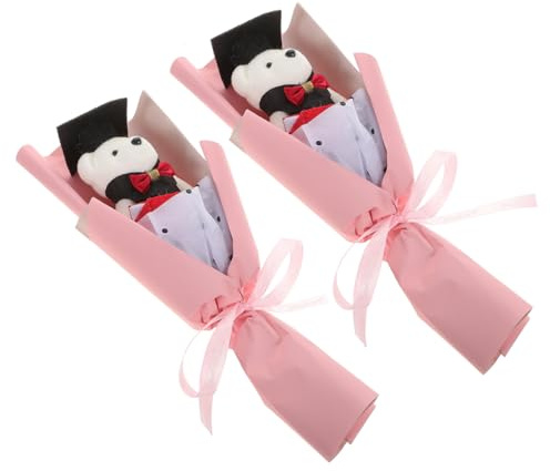 CLISPEED 2 pezzi Bouquet Orsetto Laurea Decorazione Tavolo Leggera e Portatile Regali e Gadget per Festa di Laurea e Foto