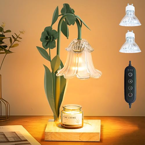 Flower Candle Warmer Lamp with Timer,Dimmable Candle Warmer,Height Adjustable Candle Lamp for All Scented Jar Candles,Bedroom Living Room Home Decor Christmas Birthday Gifts for Women Mum