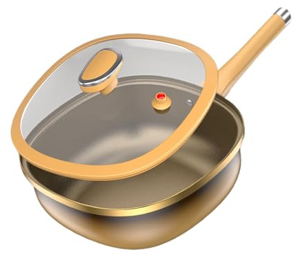 qokeeu Non-Stick Frying Pan, 30CM Titanium-containing Deep Frying Pan with Lid, Lightweight Square Skillet for Home Cooking Eggs Pancake Baking Electric Induction Cooktop Camping
