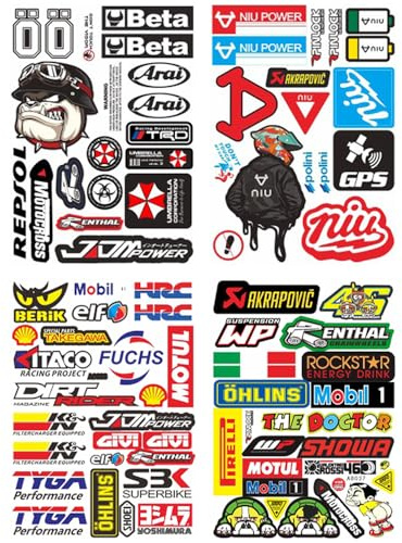 4 Pictures Motorcycle Stickers, Vinyl Motorbike Helmet Stickers, Waterproof | Funny Racing Stickers, Cool Car Stickers, for MTB Off-Road Bikes Motocross Scooter Skateboards Laptop Decorating Decals