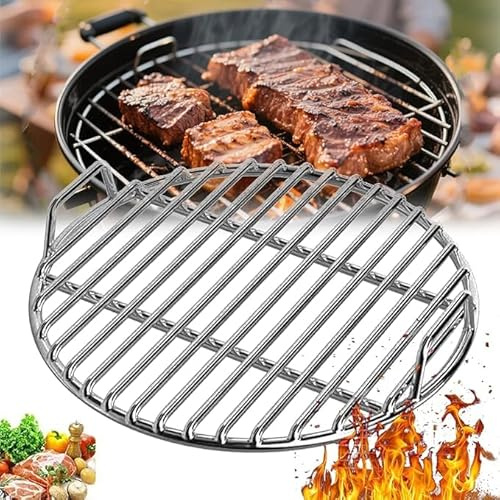 Uran Mall Edelstahl-Grillrost, rund, 28–45 cm, extra dicker 6-mm-Rahmen, lebensmittelechter Stahl-Grillrost, tragbar für Camping, Picknick, Strand, Hinterhofpartys (32 cm)