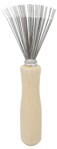 Detergente per spazzole per capelli Strumento di pulizia rapida con manico in legno per salone di casa Detergente per pettini durevole in acciaio inossidabile Efficace rimozione