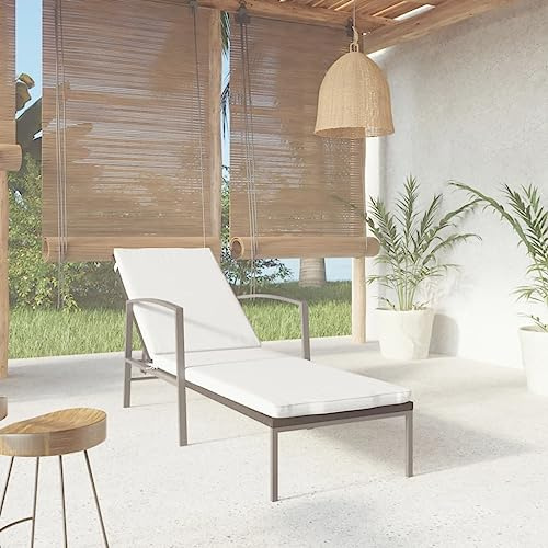 Ziaphsol Sonnenliege mit Auflage, Poly Rattan Schwarz, verstellbare Rückenlehne, stabile Gartenliege für Pool, Terrasse, Balkon, 195x60cm