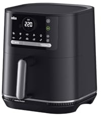 Braun MultiFry 5 – Friggitrice ad Aria 2 in 1 con Funzione Forno, 6L, 15 Programmi Automatici, Cottura Senza Olio, Senza Preriscaldamento, Cestello Ceramico antiaderente, Nero (HF5054IBK)