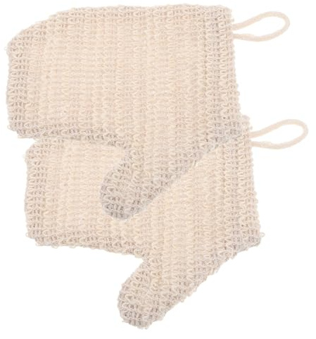 Ciieeo Dual-sided Exfoliating Bath Gloves Made of Cotton and Linen 2pcs for Deep Cleaning Body Scrub, Soft Shower Mitts Suitable for Men and Women Spa Use