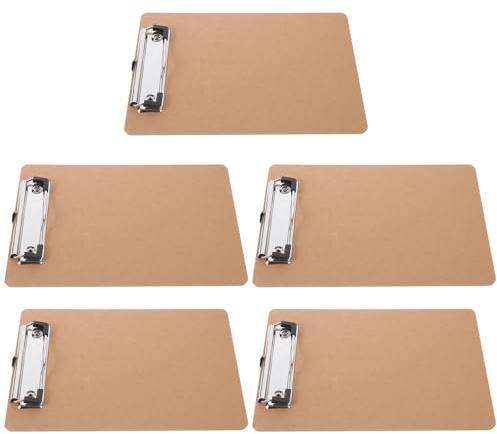 MAGICLULU Lot de 5 Porte-blocs A5 6 X 9 Pouces en Carton Rigide Pince Métallique, Presse-papiers Portable pour Bureau, École et Maison, Support D’écriture Pratique pour Dossiers et Mémos
