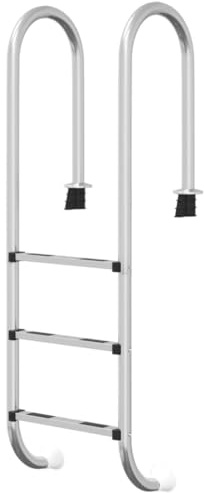 Poolstege av rostfritt stål 304 med 3 halkfria steg 54 x 38 x 158 cm bassängstege för infällda pooler och bubbelpool som säker instegshjälp med ledstång och monteringstillbehör
