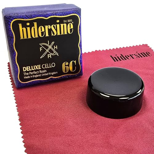 Hidersine 6C Deluxe Cello Rosin - Handmade in UK – Dark formula for Cellists – Historic recipe Rosin with Strong Grip & Warm Tone – 30g size for cello bow – Colophony