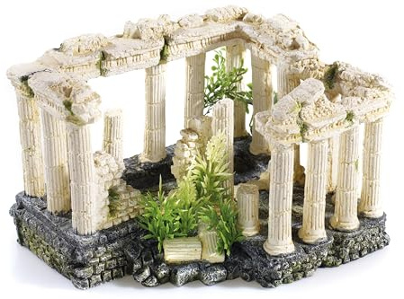 CLASSIC Ancient Roman Square Column Ruins Aquarium Ornament, 195mm – Freshwater Only, Resin Fish Tank Decoration
