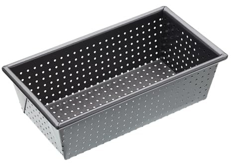 MasterClass Crusty Bake Teglia forata per pagnotte senza PTFE, PFOA e BPA, in robusto acciaio al carbonio da 1 mm, 2 lb, 21cm x 11cm x 7cm, grigio