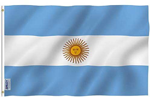 Anley Fly Breeze Bandera Argentina de 3x5 pies - Color Vivo y Resistente a la decoloración UV - Encabezado de Lona y Doble Costura - Banderas Nacionales argentinas Poliéster con Arandelas