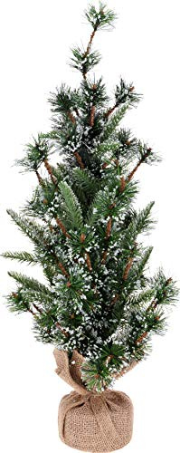 Mini Weihnachtsbaum mit Schnee - Kleiner Bonsai Christbaum - Nadelbaum künstlich - 60 cm