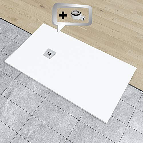 PLATO DE DUCHA DE RESINA PIZARRA CARGA MINERALES GEL COAT 75x90 cm Blanco RAL 9003