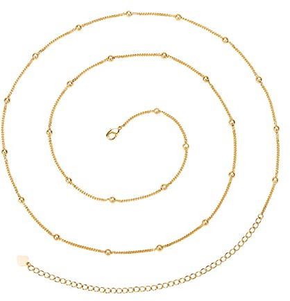 PEARLADA Minimalist Beach Bikini Body Chain 18K Gold Plated Satellite Belly Chain Handmade Adjustable Jewelry for Women Fashion Sexy Waist Chain