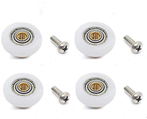 4 Sets Shower Door Rollers Runners Wheels Replacement Part Bathroom Glass Shower Sliding Door - 19mm x 5mm