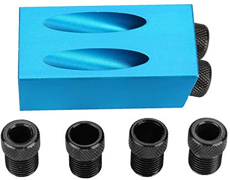 Yosoo Health Gear 15-Grad Pocket Hole Jig M6-M10 Aluminiumlegierung | Präzise Bohrschablone für Schräglöcher, Schrauben versteckend, Holzbearbeitung Möbelbau Tischlerei, Blau