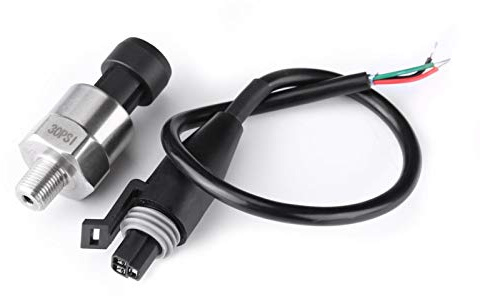 Yosoo Health Gear Pressure Transducer, 1/8in NPT 30PSI | Stainless steel sensor for oil fuel air water, threaded pressure transducer