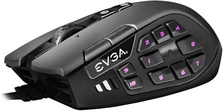 EVGA X15 MMO Gaming Mouse, 8k, Wired, Black, Customizable, 16,000 DPI, 5 Profiles, 20 Buttons, Ergonomic 904-W1-15BK-KR