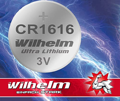 Wilhelm CR1616 Lithium Knopfzellen 3V 55mAh, ø16 x 1,6 mm – 100 Stück