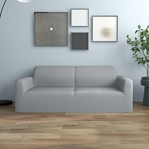 vidaXL Stretch Sofahusse 2-Sitzer Wiederverwendbar Sofabezug Sofa Abdeckung Überwürfe Universal Stretchhusse Sofaschoner Grau Polyester-Jersey