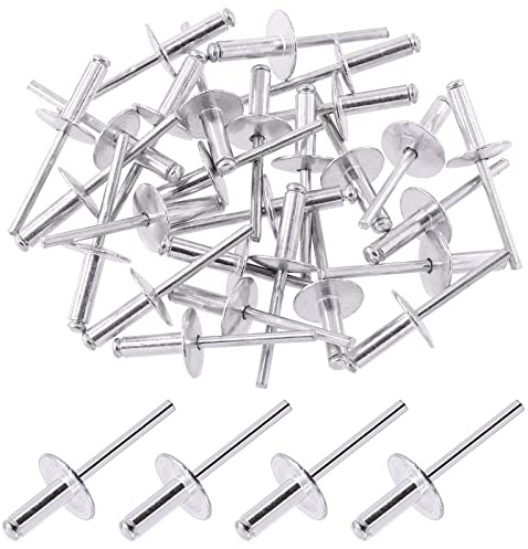 Glarks 60 remaches ciegos de aluminio con brida grande de 3/16 x 5/8 para unir tubos de placa de metal automotriz