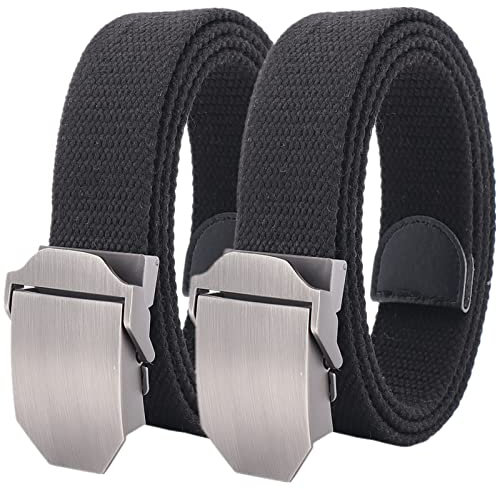 Plus Size Cotton Canvas Gürtel Herren Damen Military Tactical Heavy Duty Gürtel mit Schnellverschluss Legierungsschnalle, 2er