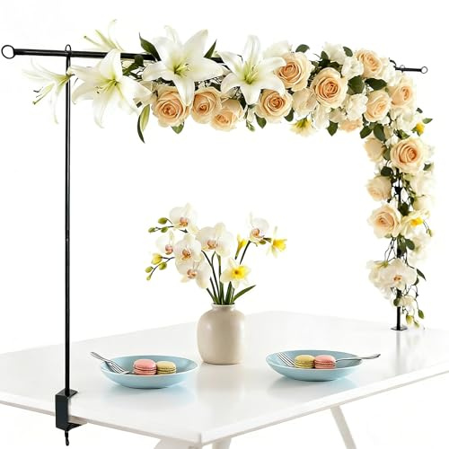 Deko Tischbogen, Metall Verstellbarer Tischbogenständer 80-250cm Länge, Tisch Dekoration Halter Stange Rahmen für Hochzeiten, Geburtstage, Party Dekoration, Weihnachten, Ostern