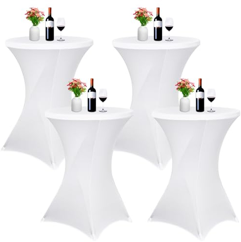 Pesonlook Set med 4 stretchöverdrag för bistrobord, diameter 80–85 cm, eleganta fotförstärkning, maskintvättbart vid 40 °C, stretchigt överdrag för höga bord och