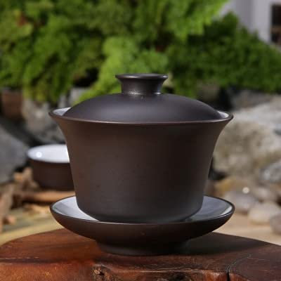 MOLUO Chinesische Kungfu Gaiwan Porzellan-Terrine aus lila Ton, Zisha-Tasse, Schale mit Untertassendeckel, 120 ml, bedeckte Schalen für Tee
