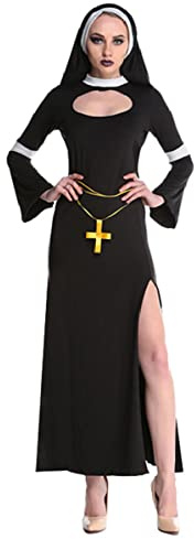Ulalaza Damen Cosplay Kostüm Gefallener Engel Teufelsflügel Priester Nonne Ninja Meerjungfrau Königin Uniform Outfit für Halloween