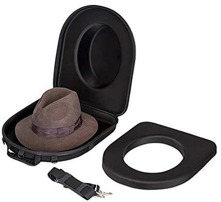 CRIVOX Hutschachtel für Fedora, Panama, Cowboy-Hüte, Reiseetui für Hut mit Verstellbarem Tragegurt, Universalgröße