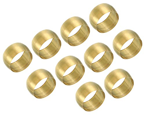 PATIKIL 10mm Tubo OD Ottone Compressione Manicotti Ghiere 25pz Ottone Ghiera Montaggio Ottone Compressione Montaggio Assortito Kit per Aria Acqua Gas Tubo