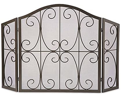 CAZARU Fire Guard 52x31.4in 3 Panneaux Pliable Simple Grille de Cheminée en Acier Grille de Protection Contre Les Étincelles pour Salon Home Decor - Noir