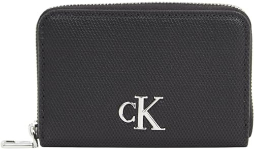 Calvin Klein Jeans Damen Geldbörse Minimal Monogram M Zip Around T Klein, Schwarz (Black), Einheitsgröße