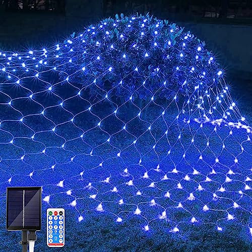 JIMACRO Luci a Rete Solare per Esterni, 2 m x 3 m 192 LEDs Rete Luminosa con 8 Modalità, Telecomando, Impermeabili Rete di Luci Natale per Giardino, Albero, Natale, Matrimonio, Festa