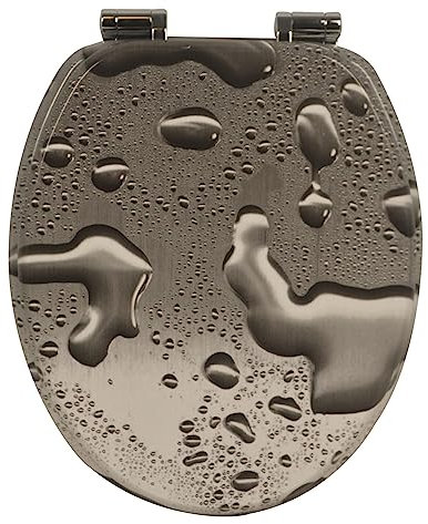 Yelcona WC Sitz mit Absenkautomatik mit Motiv, Klobrille mit hohem Sitzkomfort, WC Deckel mit robustem und stabilem Holzkern, hochwertiger Toilettendeckel aus Holz (Raindrop)