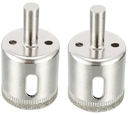 TOP-VIGOR 2Pcs 25mm Diamond Drill Bit Hole Saw, Hollow Core Drill Bit Hole Saw Tools, Hole Cutter Glass Center Pilot Drilling Bits for Glass Ceramics Porcelain Tile Stone Granite Marble