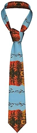 Schöne Erdbeer-stilvolle bedruckte Krawatten für Herren, seidig strukturierte Polyester-Krawatte für formelle und lässige Kleidung, Jagd Fliegen Wilde Enten Und Baum, Einheitsgröße