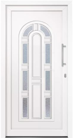 HORI Eingangstür Kunststoff Komplettset - Classic – Moderne Hauseingangstür mit Stahlverstärkung, Wärmeschutz & 5-fach-Verriegelung - Farbe: Weiß - DIN rechts - Modell: Classic - 2080 x 980 cm