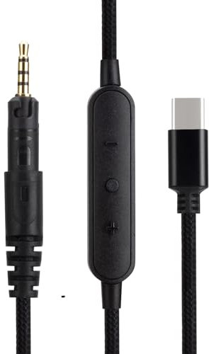 HD518 HD558 HD598 HD599 HD579 Ersatz-Audiokabel, kompatibel mit Sennheiser-Kopfhörern, Typ-C-auf-2,5-mm-Stereo-Klinkenstecker, 1,5 Meter, Inline-Mikrofon/Fernbedienung, Schwarz