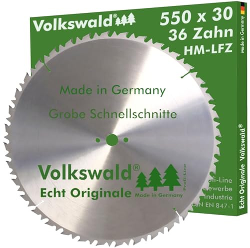 Volkswald ® HM-Sägeblatt LFZ 550 x 30 mm Z= 36 für Naturholz Brennholz Massivholz Hartholz für Tischkreissägen Wippkreissägen Brennholzsägen Hartmetallsägeblatt Kreissägeblatt