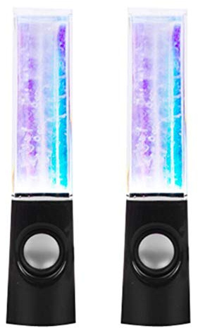 Sefdrert 2 altavoces de luz LED bailando música agua fuente luz para PC portátil teléfono portátil escritorio altavoz estéreo negro