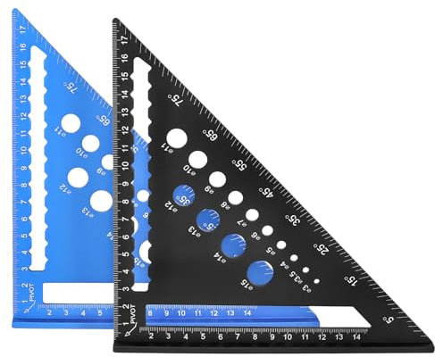 UNGFEI 2 Pack 7 inch Metric Triangle Ruler Square, 180mm Woodworking Square Measurement Tool, Multifunctional Aluminium Alloy Triangle Ruler Layout Measuring Tool For Engineer Carpentry