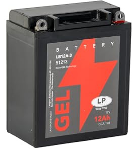 LANDPORT Batterie 12V 12Ah LB12A-3 Gel kompatibel mit Aprilia Atlantic 125 | Gel-Batterie, 170 A CCA; kompatibel mit Aprilia Leonardo, Scarabeo, BMW F 650 GS CS ST, Honda CB 1100R, Peugeot Elystarm